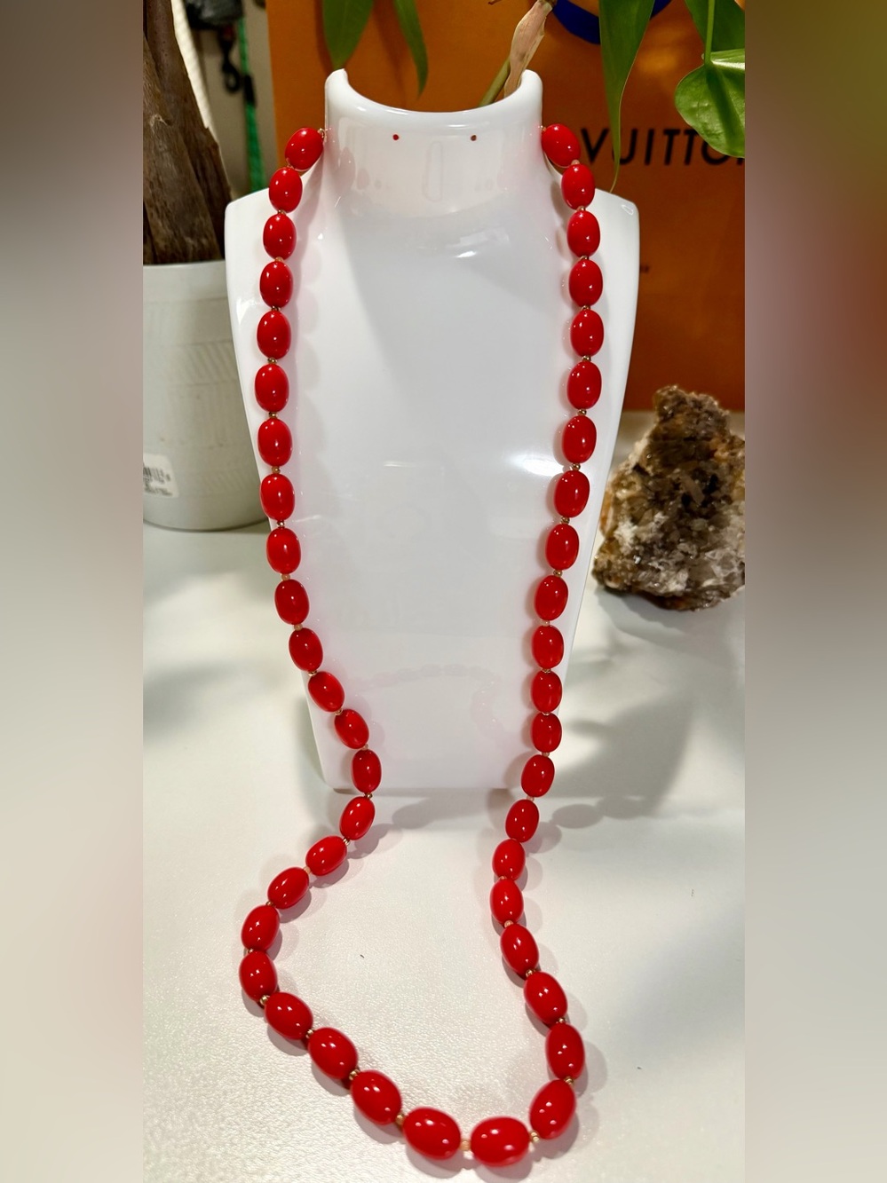 Red Beaded Long Necklace - Women Jewelry